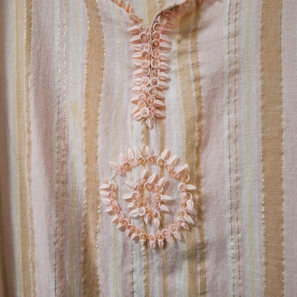 Erica Brooke Coral Beaded Medallion Striped Long Sleeve Top Size 26 - Picture 10 of 13